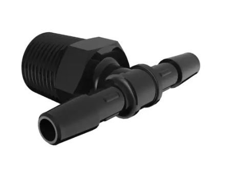 Glass Filled Black Nylon Tee 3/8" NPT-1/4" Barb