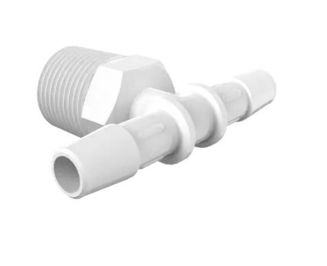 White Nylon Tee 3/8" NPT x 5/16" Barb