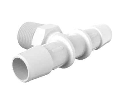 Natural Kynar 740 Tee 3/8" NPTx1/2" Barb