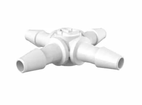 Cross 1/16" Barb in White Polypropylene