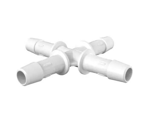 Cross 3/8" Barb in Natural Kynar 740