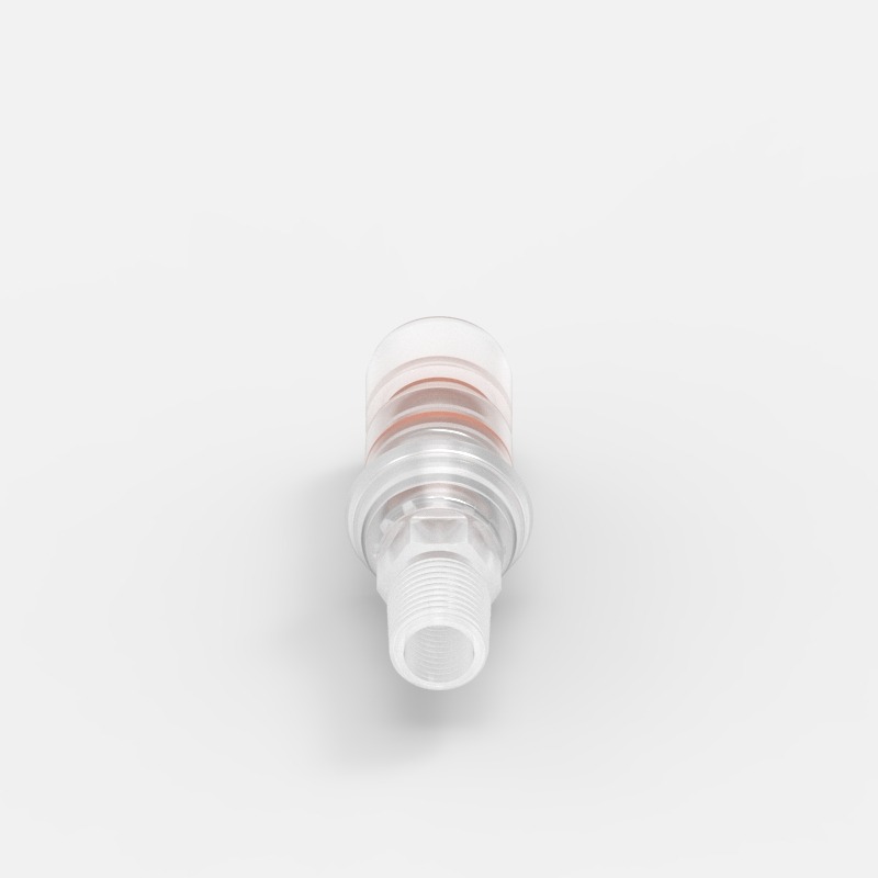 Gewinde-Schnellkupplung Small (2), männlich, mit Ventil, 1/8" NPT, Non-Animal Derived Polypropylene (PP) - Silikon, Feder: 302 Edelstahl