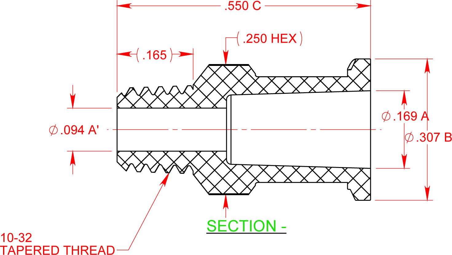 Female Luer to 10-32 Special Tapered in Natural Kynar Cleanroom Manufactured.