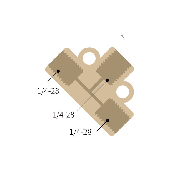 PEEK T-Adapter mit 3 * 1/4-28 UNF Innengewinde – 2,0mm Kanaldurchmesser