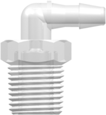 Threaded NPT Fitting 1/8-27 NPT Thread Elbow to Barb, 1/8 (3.2 mm) ID Tubing, Animal-Free Natural Polypropylene