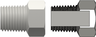 Threaded NPT Fitting 1/8-27 NPT Thread Plug with 7/16 Hex, White Nylon