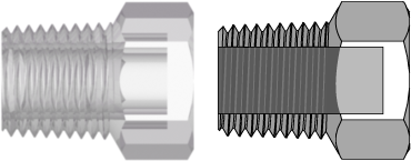 Threaded NPT Fitting 1/8-27 NPT Thread Plug with 7/16 Hex, Natural Kynar PVDF