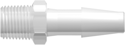 Threaded NPT Fitting 1/8-27 NPT Thread to Classic Series Barb, 1/4 (6.4 mm) ID Tubing, Animal-Free Natural Polypropylene