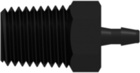 Threaded NPT Fitting 1/16-27 NPT Thread to Barb, 1/16 (1.6 mm) ID Tubing, Black Nylon