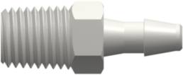 Threaded NPT Fitting 1/16-27 NPT Thread wto Barb, 1/8 (3.2 mm) ID Tubing, White Nylon