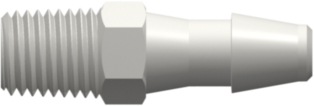 Threaded NPT Fitting 1/16-27 NPT Thread to Barb, 3/16 (4.8 mm) ID Tubing, White Nylon