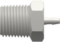 Threaded NPT Fitting 1/8-27 NPT Thread to Barb, 1/16 (1.6 mm) ID Tubing, White Nylon