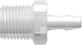 Threaded NPT Fitting 1/8-27 NPT Thread to Barb, 1/8 (3.2 mm) ID Tubing, Animal-Free Natural Polypropylene