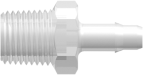 Threaded NPT Fitting 1/8-27 NPT Thread to Barb, .170 (4.3 mm) ID Tubing, Animal-Free Natural Polypropylene
