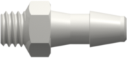 Threaded UNF Fitting 10-32 UNF Thread to Barb, 1/8 (3.2 mm) ID Tubing, White Nylon