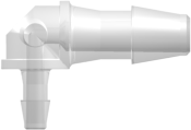 Tube to Tube Fitting Elbow Reduction Tube Fitting with Barbs, 1/8 (3.2 mm) and 1/16 (1.6 mm) ID Tubing, Animal-Free Natural Polypropylene