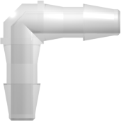 Tube to Tube Fitting Elbow Tube Fitting with Barbs, 1/8 (3.2 mm) ID Tubing, Animal-Free Natural Polypropylene