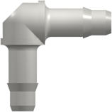 Tube to Tube Fitting Elbow Tube Fitting with Barbs, 1/8 (3.2 mm) ID Tubing, White Nylon