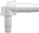 Tube to Tube Fitting Elbow Reduction Tube Fitting with Barbs, 1/8 (3.2 mm) and 3/32 (2.4 mm) ID Tubing, Animal-Free Natural Polypropylene