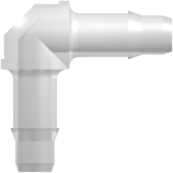 Tube to Tube Fitting Elbow Tube Fitting with Barbs, 1/8 (3.2 mm) ID Tubing, Animal-Free Natural Polypropylene