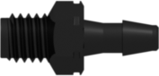 Threaded Metric Fitting M5x.8 Thread to Barb, 3/32 (2.4 mm) ID Tubing, Black Nylon