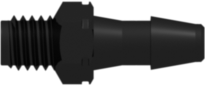Threaded Metric Fitting M5x.8 Thread to Barb, 1/8 (3.2 mm) ID Tubing, Black Nylon