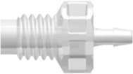 Threaded Metric Fitting M6x1 Thread to Barb, 1/16 (1.6 mm) ID Tubing, Animal-Free Natural Polypropylene