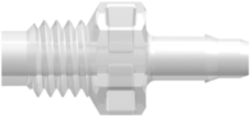 Threaded Metric Fitting M6x1 Thread to Barb, 1/8 (3.2 mm) ID Tubing, Animal-Free Natural Polypropylene