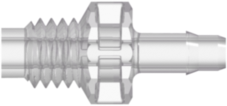 Threaded Metric Fitting M6x1 Thread to Barb, 1/8 (3.2 mm) ID Tubing, Natural Kynar PVDF