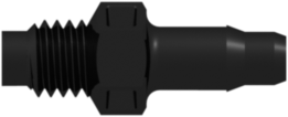 Threaded Metric Fitting M6x1 Thread to Barb, .170 (4.3 mm) ID Tubing, Black Nylon