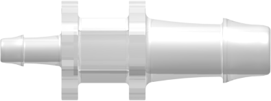 Tube to Tube Fitting Straight Through Reduction Connector with 500 Series Barbs, 1/4 (6.4 mm) and 1/8 (3.2 mm) ID Tubing, Animal-free Natural Polypropylen