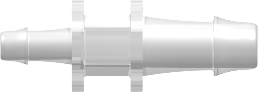 Tube to Tube Fitting Straight Through Reduction Tube Fitting with 500 Series Barbs, 5/16 (8.0 mm) and 3/16 (4.8 mm) ID Tubing, Animal-Free Natural Polypropylene