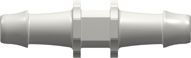 Tube to Tube Fitting Straight Through Tube Fitting with 500 Series Barbs, 5/16 (8.0 mm) ID Tubing, White Nylon