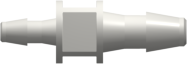 Straight Through Reduction Tube Fitting with 200 Series Barbs, 3/32 (2.4 mm) and 1/16 (1.6 mm) ID Tubing, White Nylon