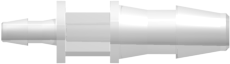 Tube to Tube Fitting Straight Through Reduction Tube Fitting with Barbs, 1/8 (3.2 mm) and 1/16 (1.6 mm) ID Tubing, Animal-Free Natural Polypropylene