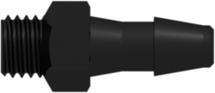 Threaded UNF Fitting 1/4-28 UNF Thread to Barb, 5/32 (4.0 mm) ID Tubing, Black Nylon