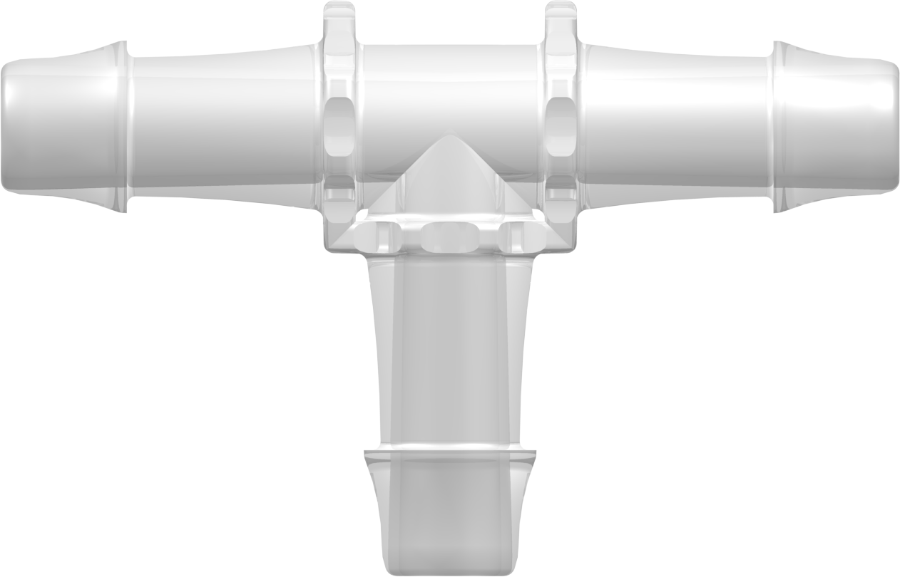 Tube to Tube Fitting Tee Tube Fitting with Barbs, 3/4 (19.0 mm) ID Tubing, Animal-Free Natural Polypropylene