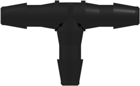Tube to Tube Fitting Tee Tube Fitting with Barbs, 1/8 (3.2 mm) ID Tubing, Black Nylon