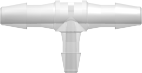 Tube to Tube Fitting Tee Reduction Tube Fitting with Barbs, 1/8 (3.2 mm) and 3/32 (2.4 mm) ID Tubing, Animal-Free Natural Polypropylene