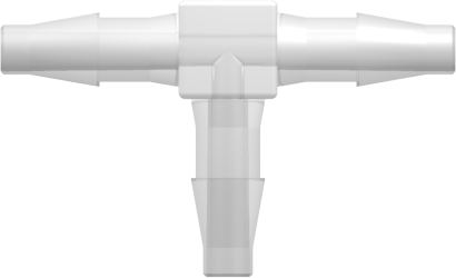 Tube to Tube Fitting Tee Tube Fitting with Classic Series Barbs, 5/32 (4.0 mm) ID Tubing, Animal-Free Natural Polypropylene