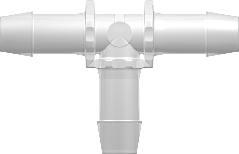 Tube to Tube Fitting Tee Tube Fitting with Barbs, 1/2 (12.7 mm) ID Tubing, Animal-free Natural Polypropylene