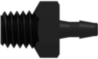 Threaded Fitting 10-32 Special Tapered Thread to Barb, 1/16 (1.6 mm) ID Tubing, Black Nylon