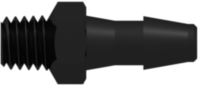 Threaded Fitting 10-32 Special Tapered Thread to Barb, 1/8 (3.2 mm) ID Tubing, Black Nylo
