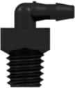 Threaded UNF Fitting 10-32 Special Tapered Thread Elbow to Barb, 1/16 (1.6 mm) ID Tubing, Black Nylon