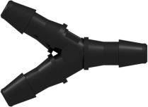 Tube to Tube Fitting Y Tube Fitting with Barbs, 3/32 (2.4 mm) ID Tubing, Black Nylon