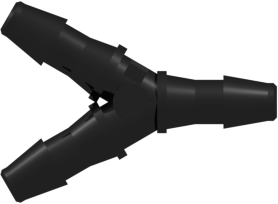 Tube to Tube Fitting Y Tube Fitting with Barbs, 1/8 (3.2 mm) ID Tubing, Black Nylon