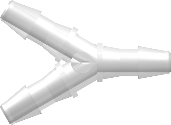 Tube to Tube Fitting Y Connector with Barbs, 1/4 (6.4 mm) ID Tubing, Animal-Free Natural Polypropylene