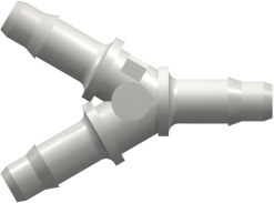 Tube to Tube Fitting Y Tube Fitting with Barbs, 1/8 (3.2 mm) ID Tubing, White Nylon