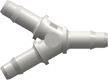 Tube to Tube Fitting Y Tube Fitting with Barbs, 3/16 (4.8 mm) ID Tubing, White Nylon