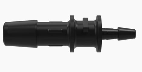 Reduction Coupler 5/16 to 1/8 Barb in Black Nylon